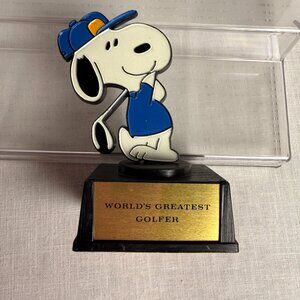 VINTAGE SNOOPY PEANUTS 1980'S "WORLD'S GREATEST GOLFER" TROPHY GRAM STATUE